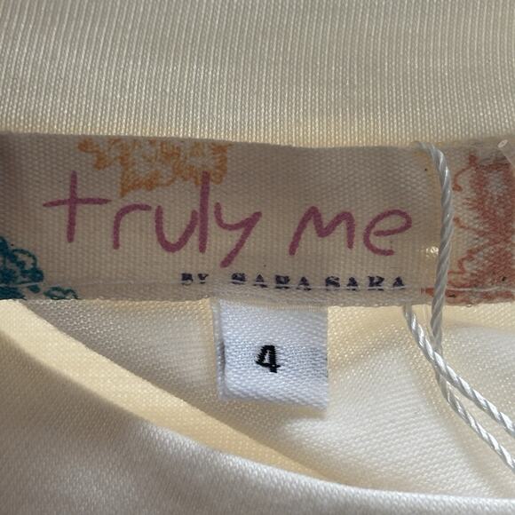 Truly Me By Sara Sara Girls Top Shirt Size 4 White Thanksgiving Ruffle New - Picture 3 of 7